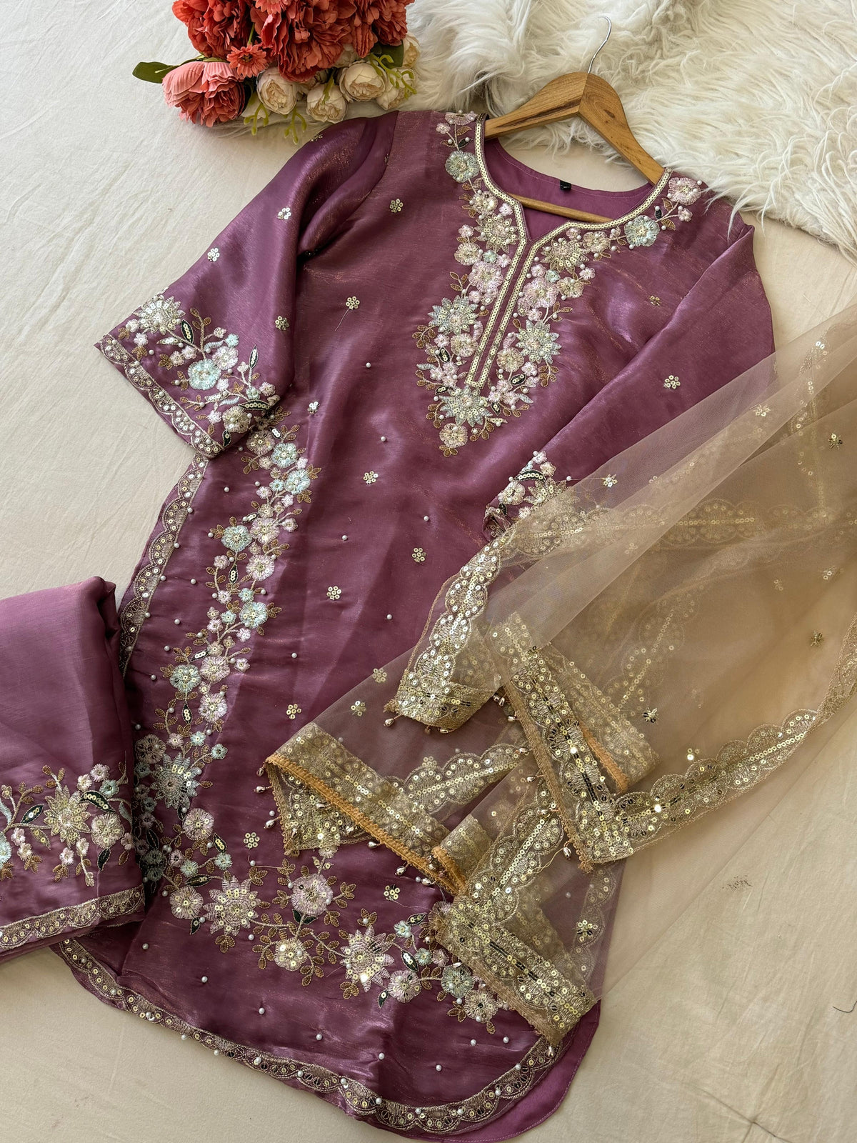 Jimmy Choo Party wear with Organza Dupatta