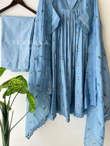 Pleated Yoke Anarkali Suit -12779