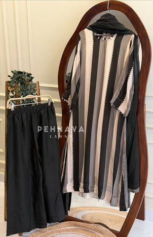 Striped Crepe Suit Set