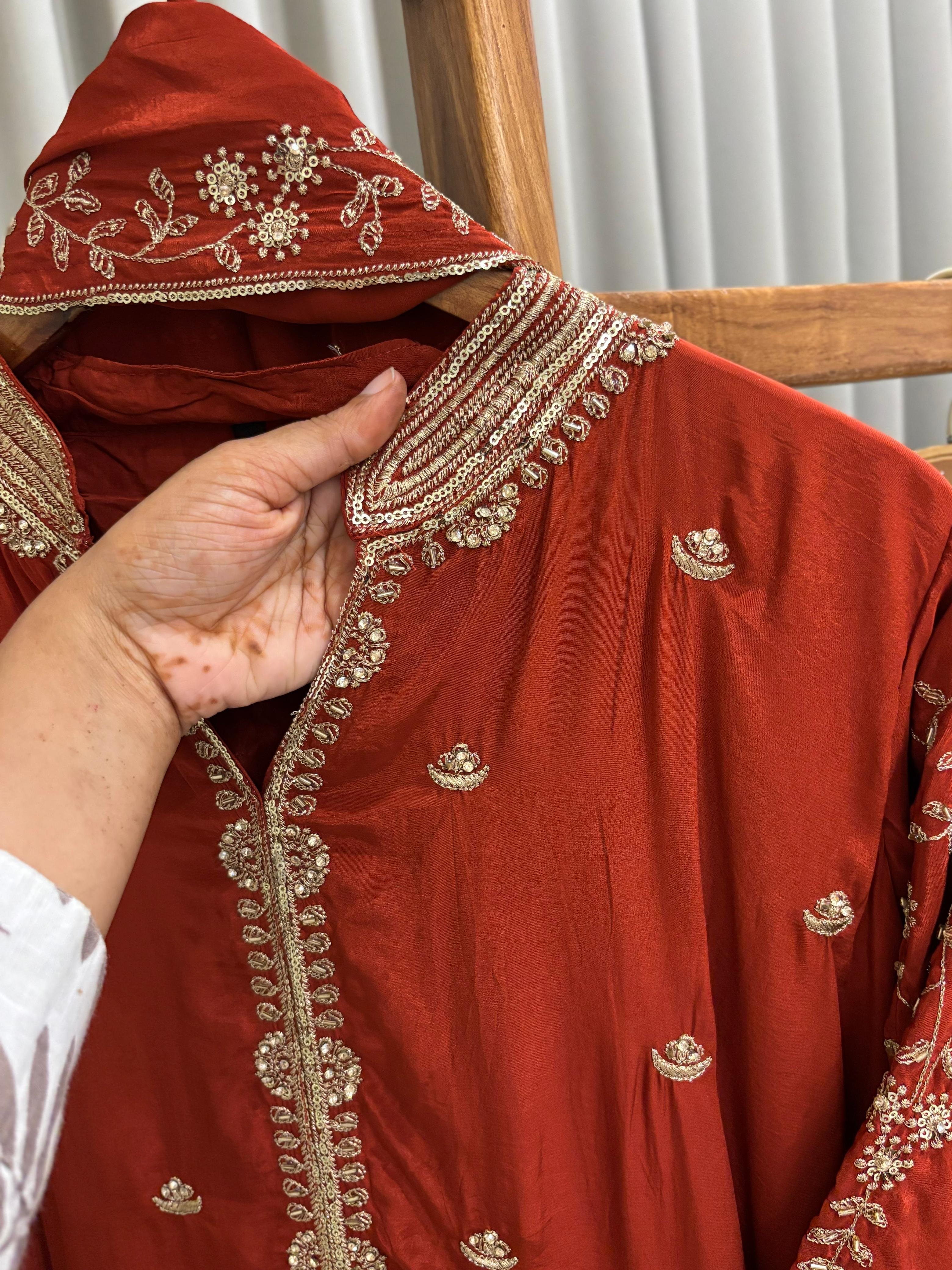 Premium Crepe suit with Handwork detailings-4992