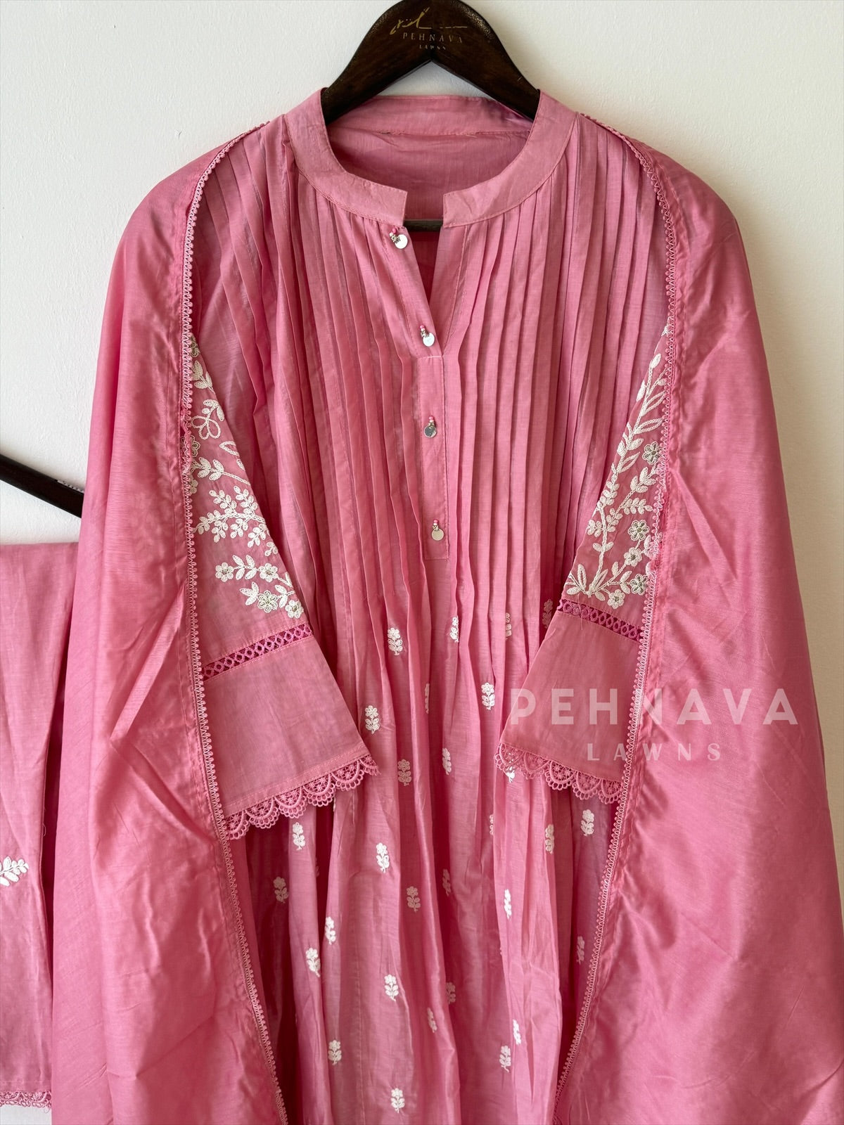 Pleated Yoke Embroidered Suit AS 30