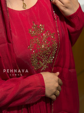 Floral Bead Handworked Suit H-185(25-30 Days Dispatching Time ) - Pehnava Lawns