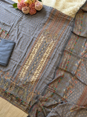 Dual Coloured Muslin Suit-228