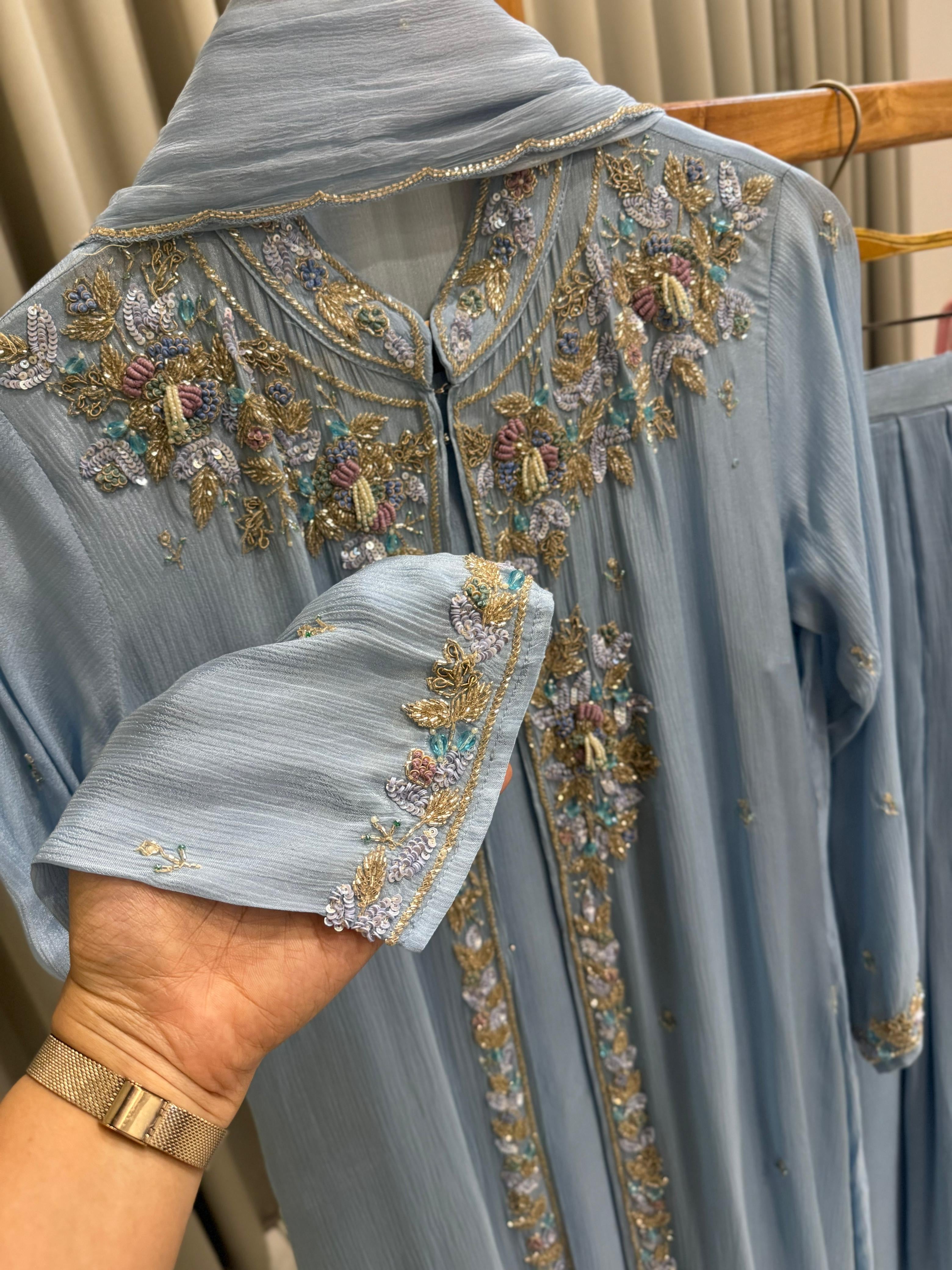 Premium Floral Handworked Jacket Dress