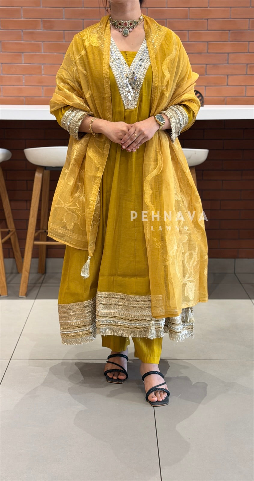 Mirror Detailed Anarkali Suit Set -Mahal 223