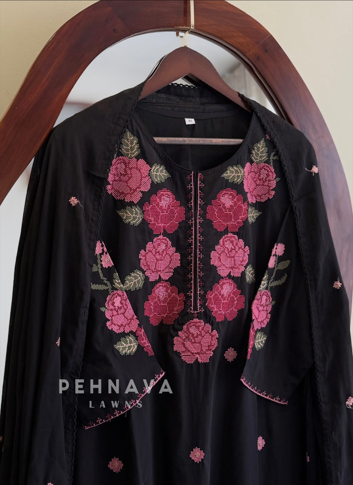 Floral Embroidered Cotton Suit