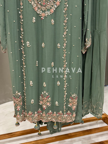 Premium Handworked Chiffon Suit-4326