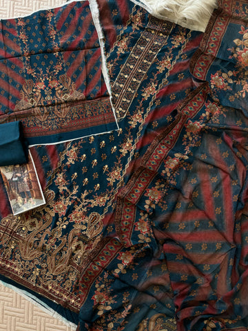 Blue Party wear Crepe Suit-1899