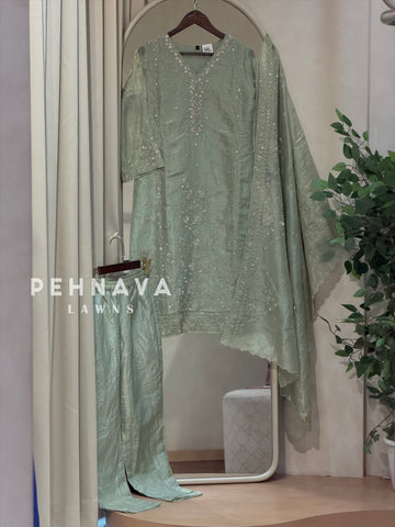 Crinkle Tissue Organza Three Piece Suit