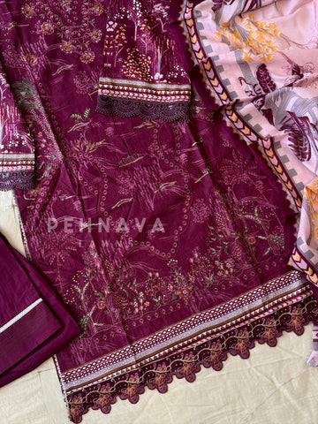 Unstitched Cotton Lawn Suit-No.8 - Pehnava Lawns