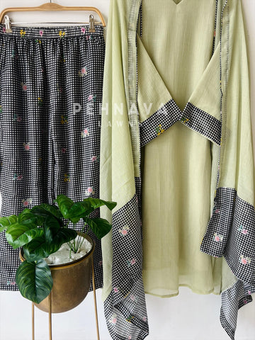 Floral Print Check Ensemble-4346