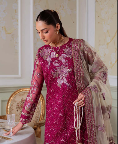 Maroon Embroidered Sharara Suit