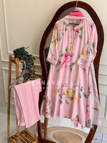 Floral Printed Three Piece Suit