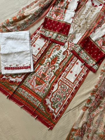 Casual Chic Pakistani Suit-off white 1029B