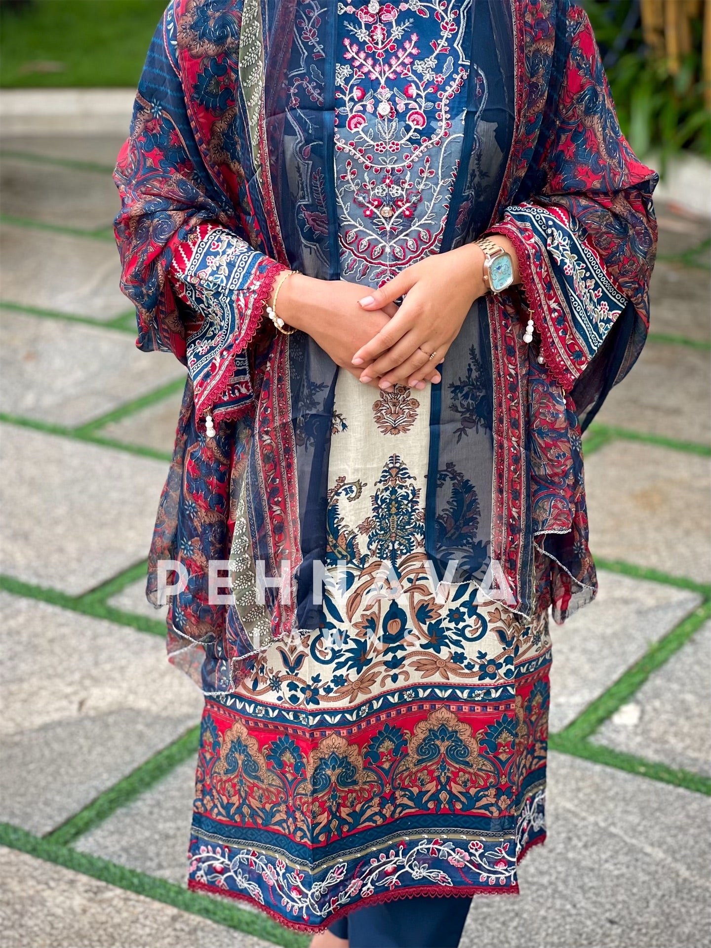 Navy blue Cotton Suit-1287a
