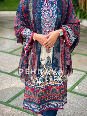 Navy blue Cotton Suit-1287a