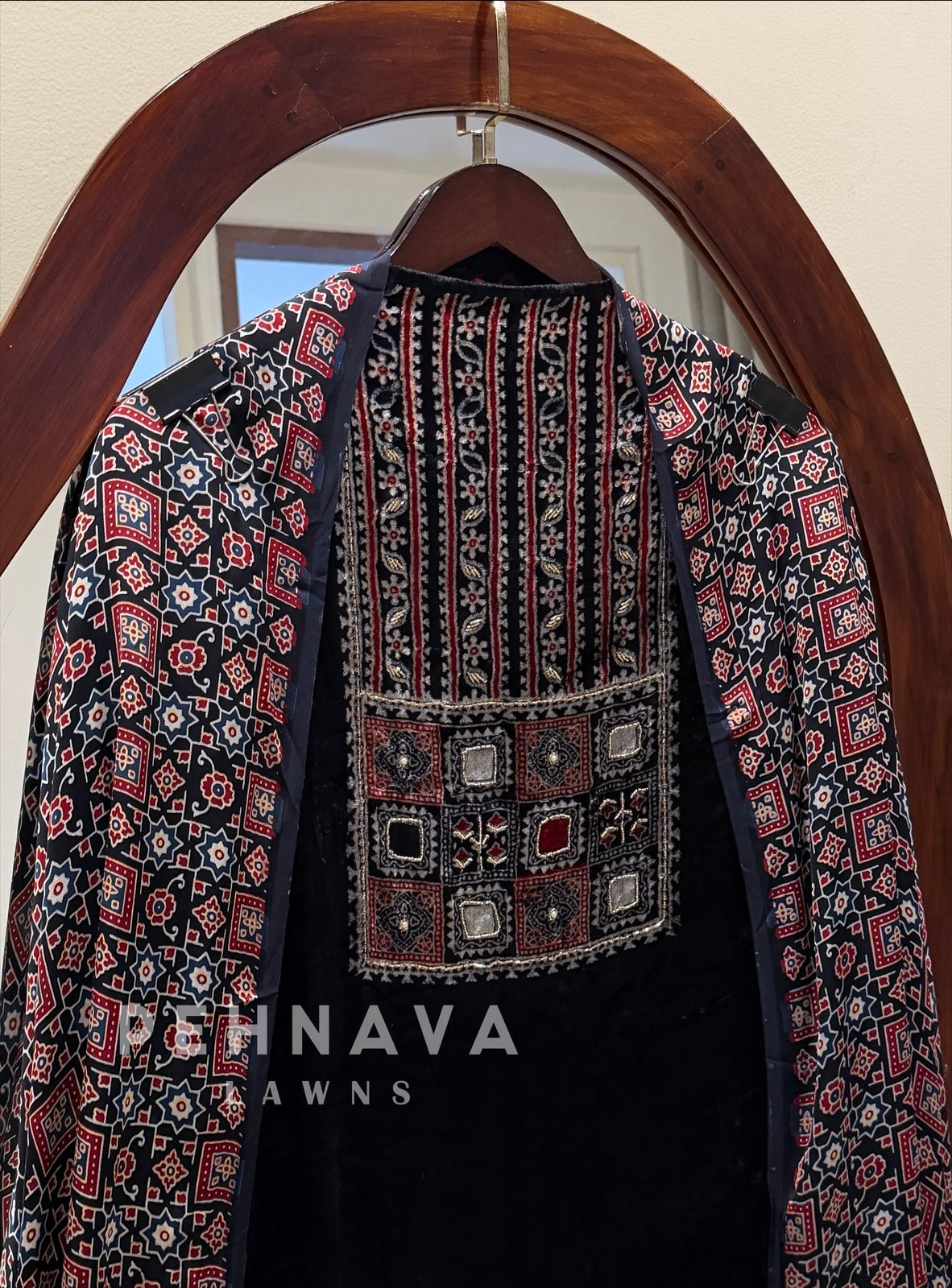 Velvet Ajrakh Printed Unstitched Suit 298