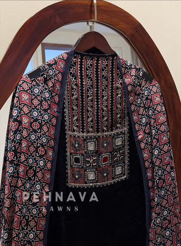 Velvet Ajrakh Printed Unstitched Suit 298