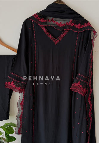 Lace‑Trimmed Panel Cut Ensemble-6219 - Pehnava Lawns