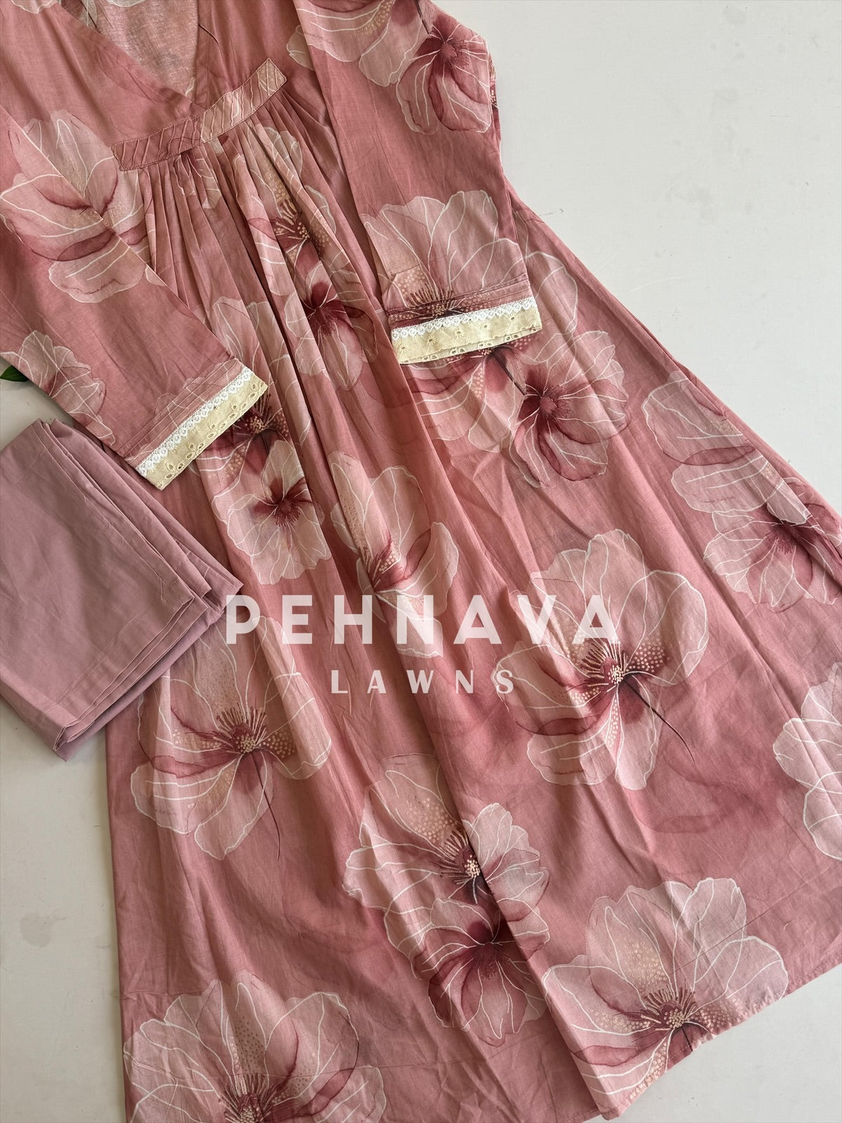 Soft Floral Luxe Cotton Coord Set - Pehnava Lawns