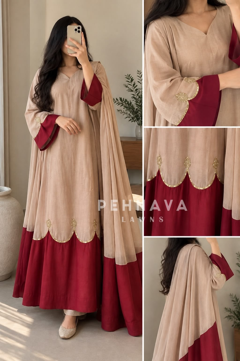 Scalloped Border Anarkali Set(15-20 Days Dispatch Time)