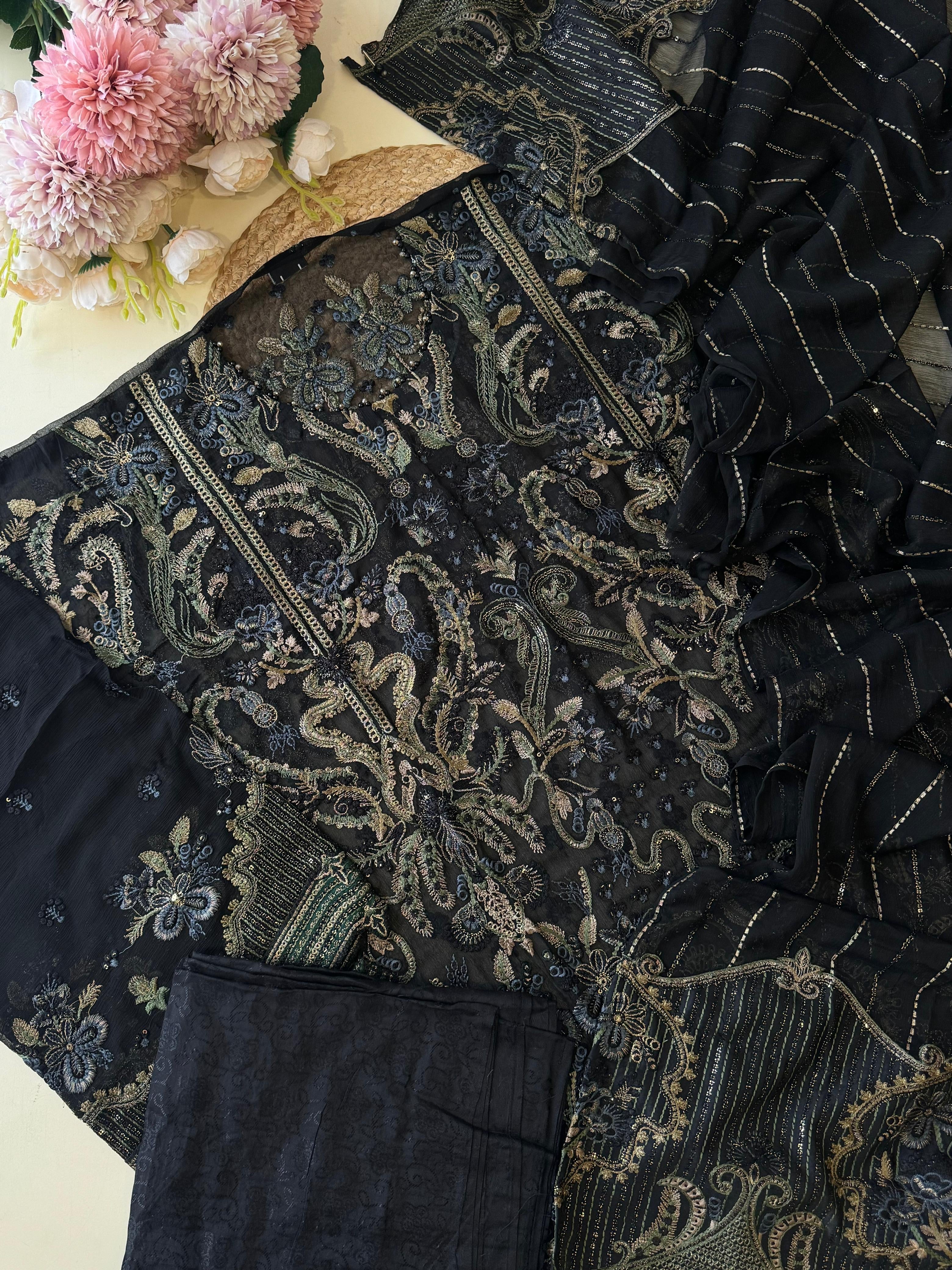 Luxury Chiffon semi stitched suit-RBN-6793