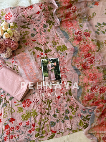 Floral embroidered cotton suit -1134