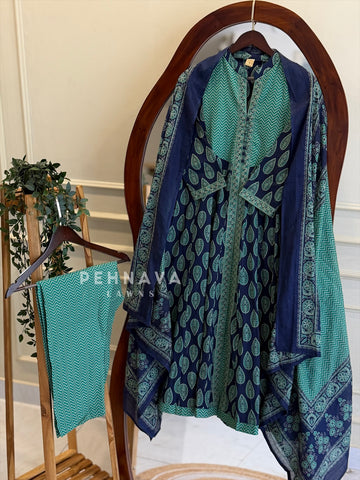 Ajrak Print A-Line Suit Set 11021-24