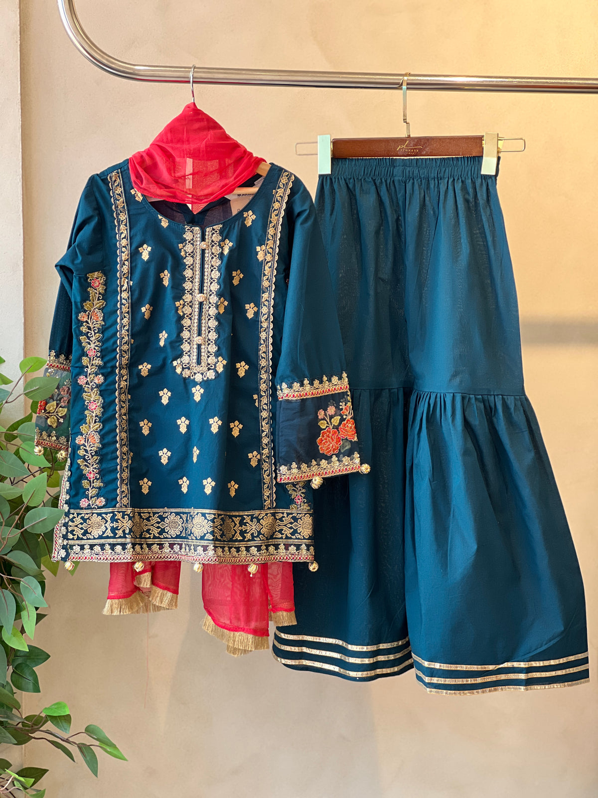 Kids party wear -ready to wear MKD-EF25-24-TEAL - Pehnava Lawns