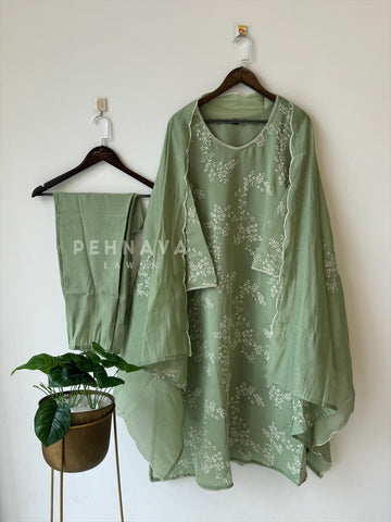 Elegant floral Embroidered Suit-12818