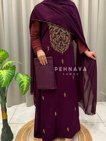 Premium Handworked Chiffon Unstitched Suit-SM-806