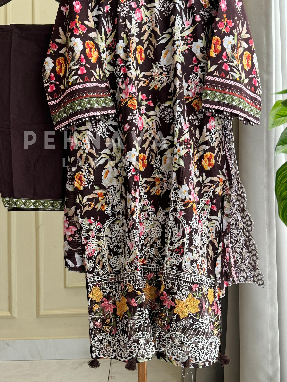 Printed Suit ft Embroidered  and Lace Detailing