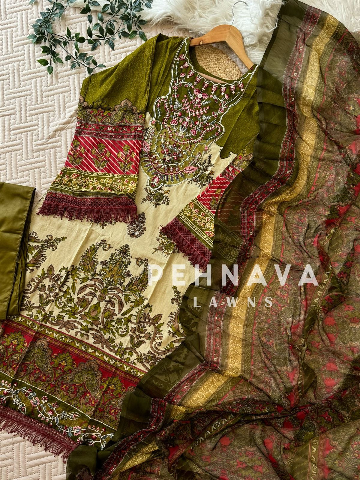 Modern Olive-Green Suit-1287B