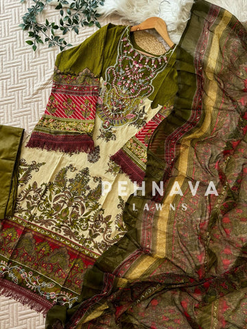 Modern Olive-Green Suit-1287B