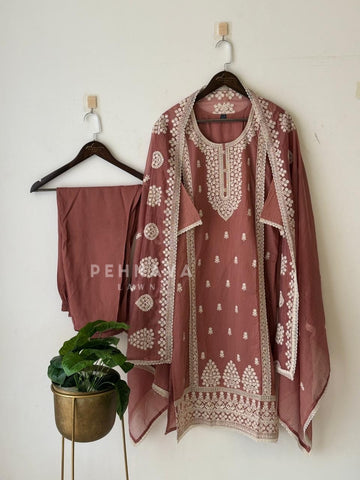 Premium Chanderi Embroidered Suit set-CC9