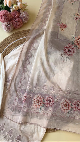 Pure cotton pakistani pattern suit with pure cotton scalloped dupatta