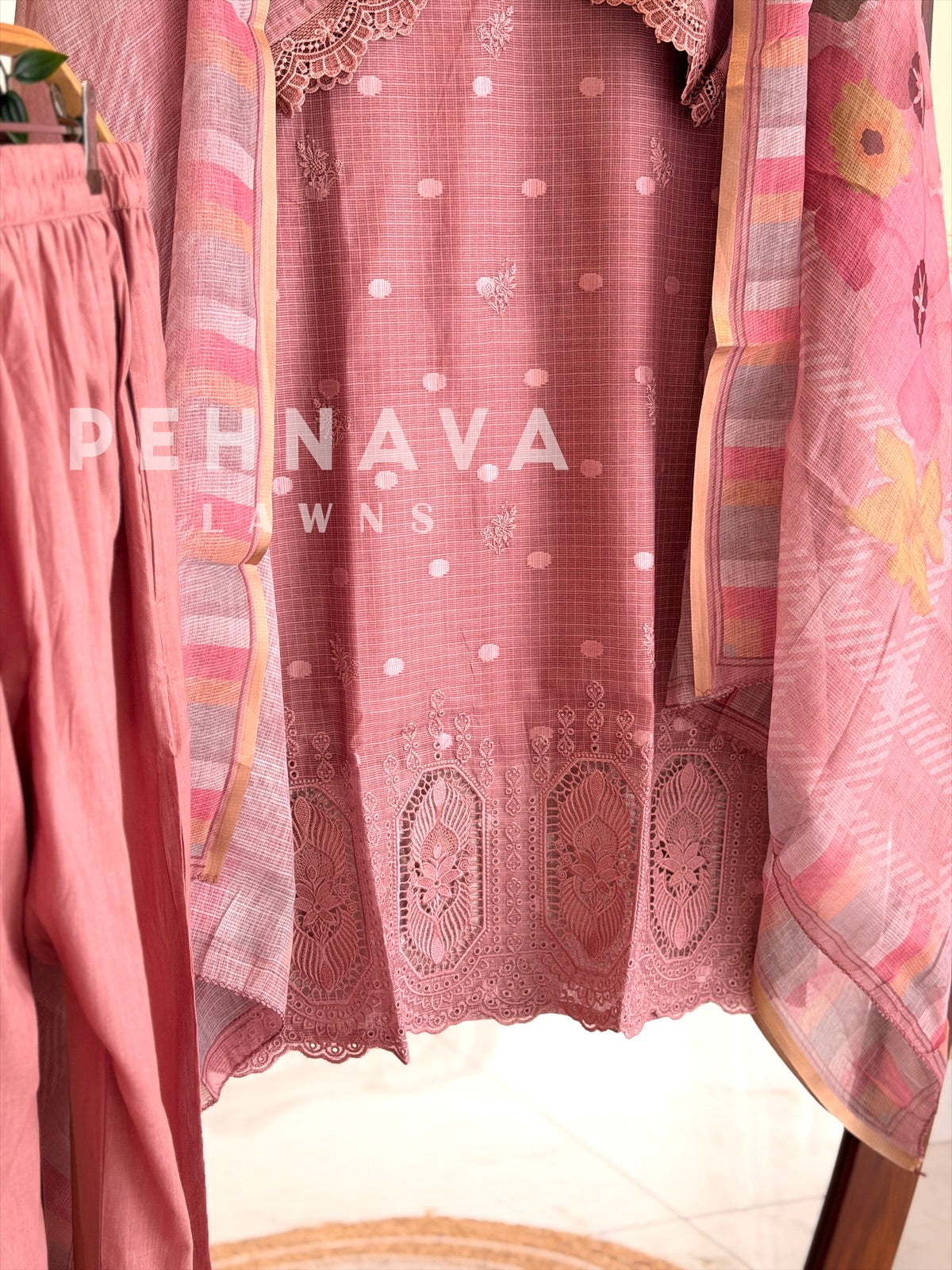 Cotacheck Embroidered Suit