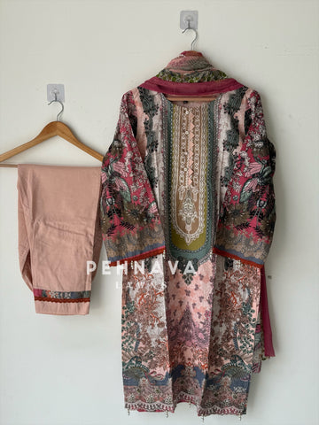 Paki printed suit with embroidered dupatta-3527