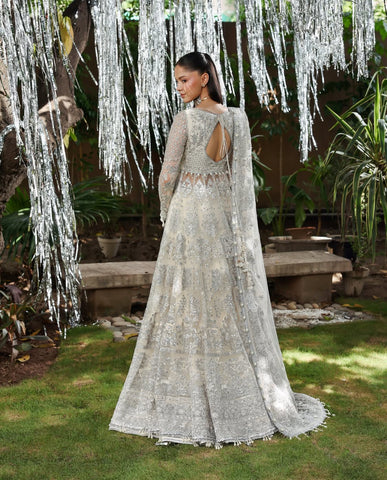 Heavily Emblished Ivory and Silver Lehenga