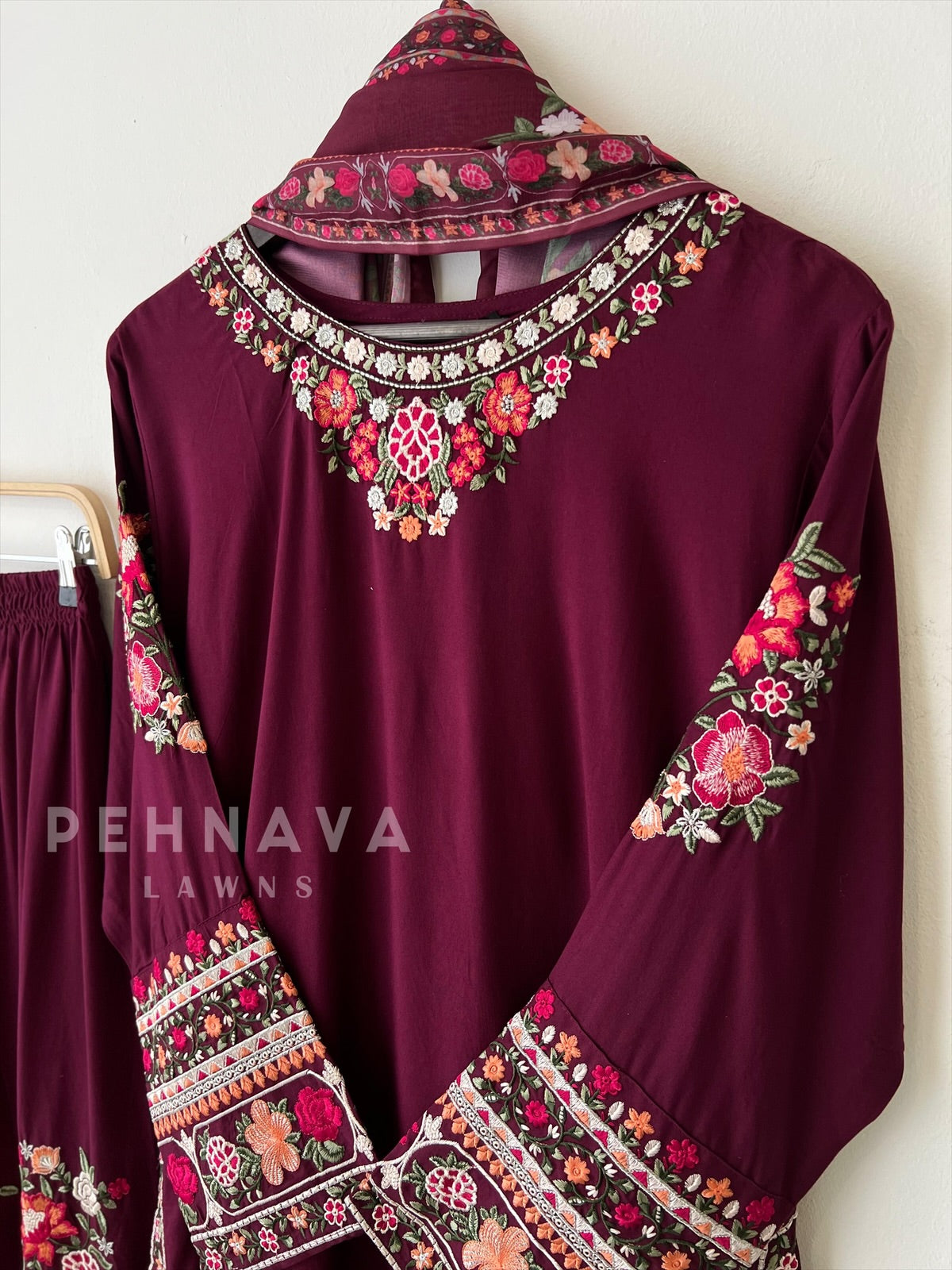 Floral Embroidered Suit- LRC 260 - Pehnava Lawns