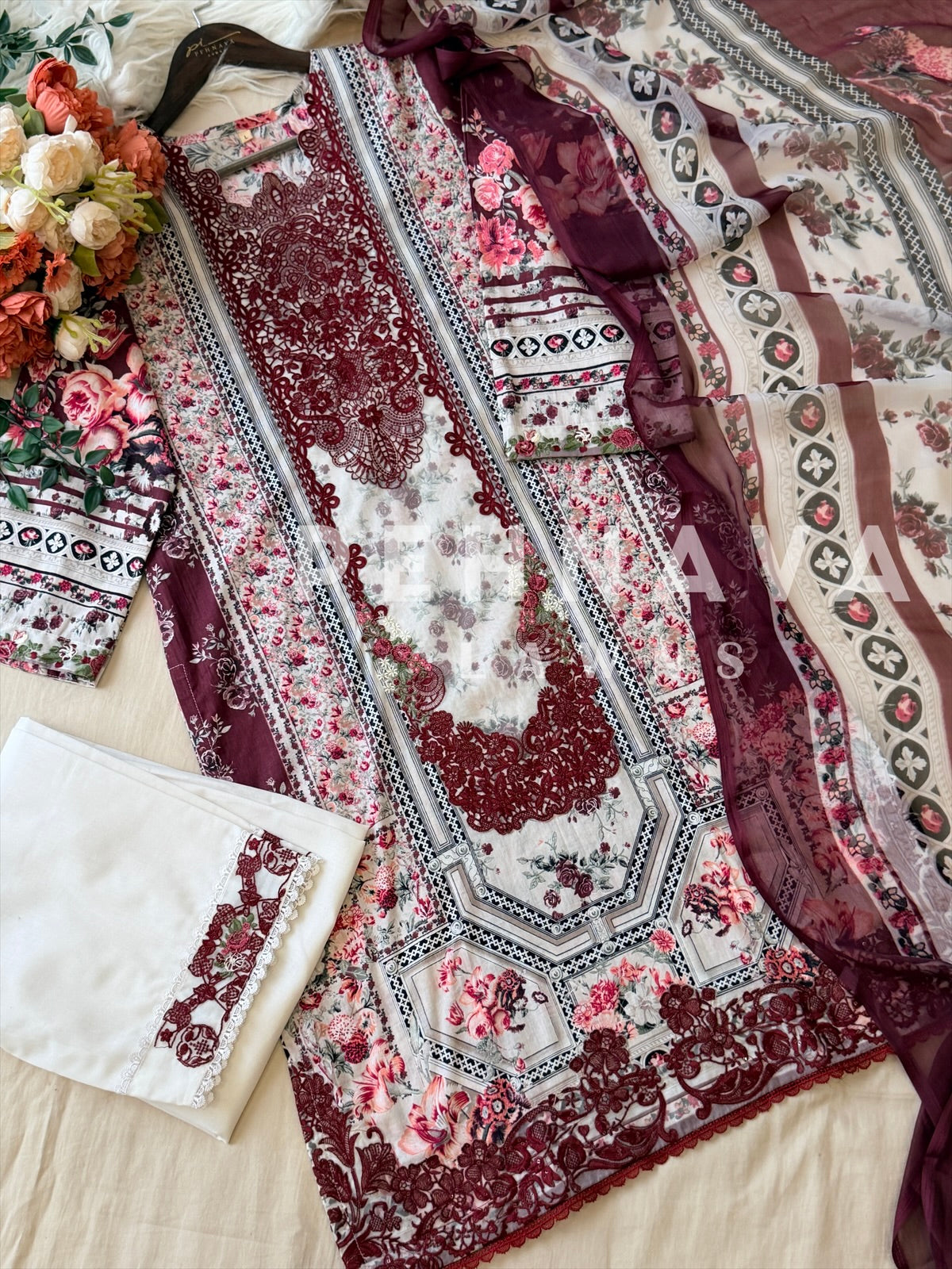 Signature Embroidered Lawn Unstitched Suit 1847