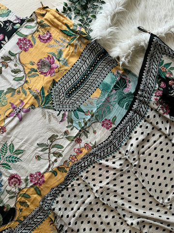 Pure muslin with detailings  and muslin Dupatta-250