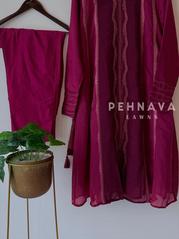 Straight Panel Embroidered Suit