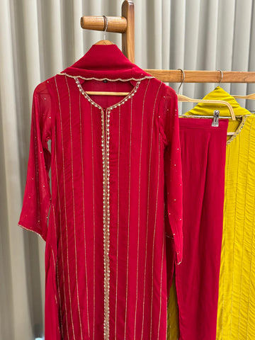 Front-Slitted Handworked Georgette Suit-4959