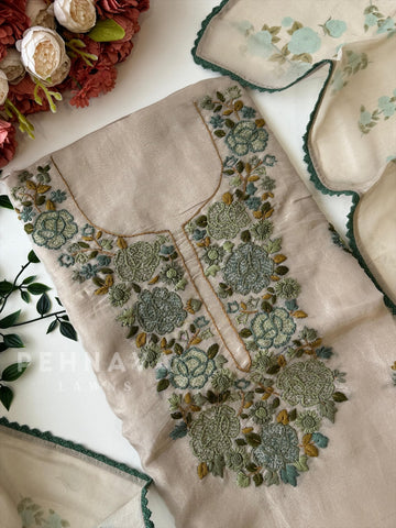 Premium Crushed Tissue Embroidered Unstitched Suit No.2 - Pehnava Lawns