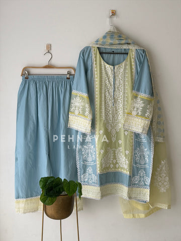 Cotton Embroidered Three Piece Set-5517
