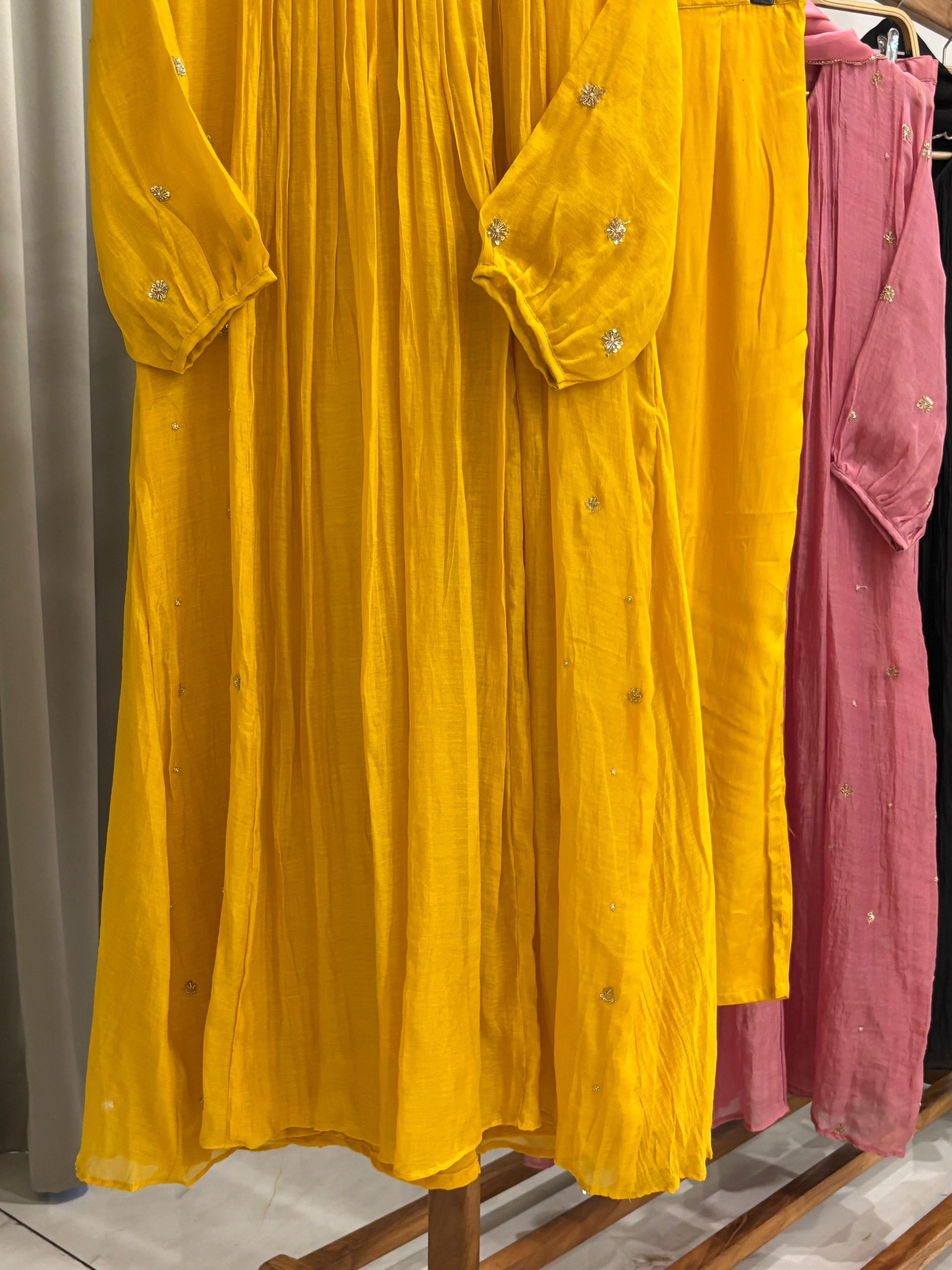 Mulchandheri Pleated A-line suit with embroidery