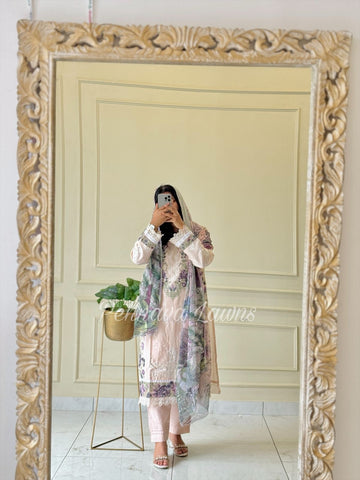 Cotton Embroidered Suit with digital printed dupatta-3565