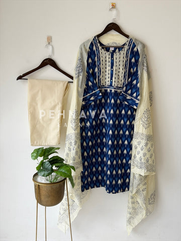 Cotton Printed Three Piece Suit-158