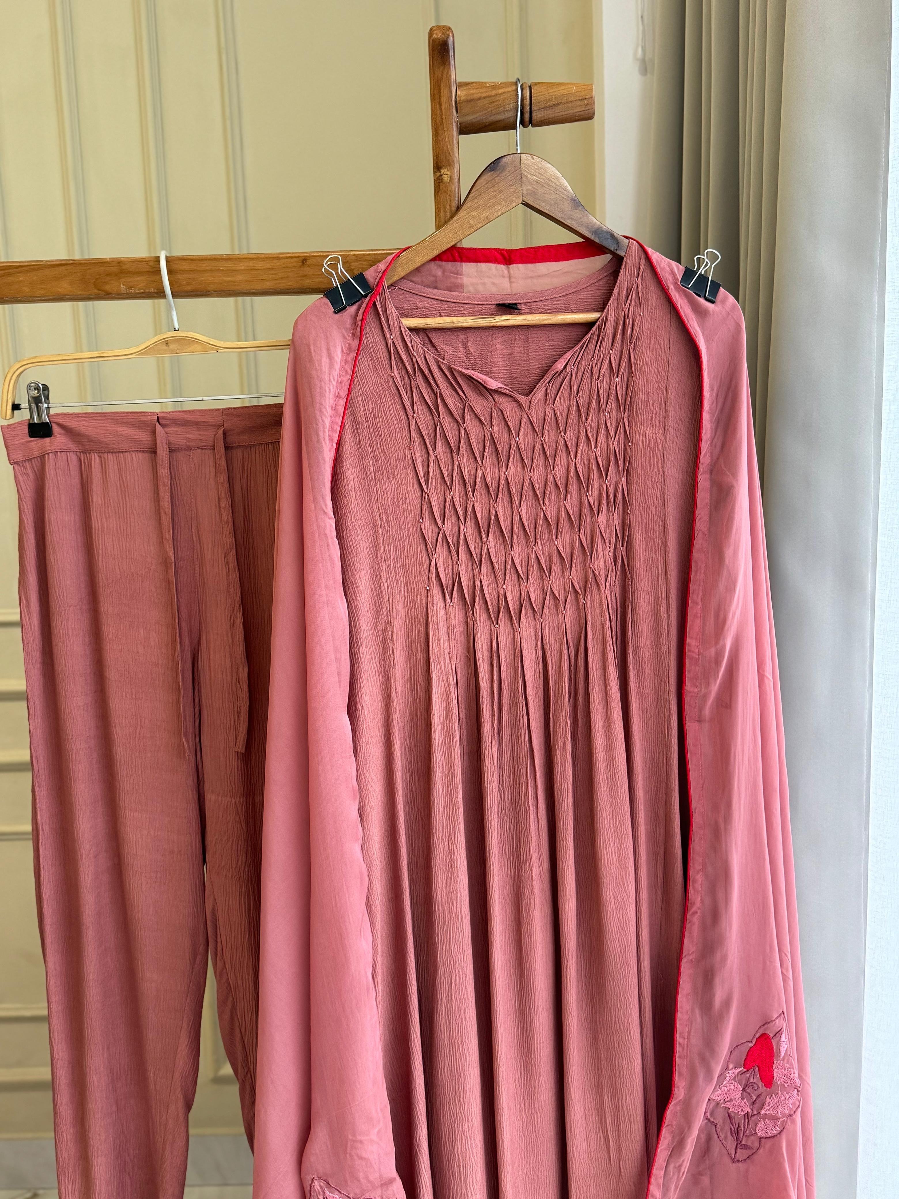 Crinkle Rayon 3 peice suit-5476
